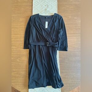 NWT White House Black Market Black Wrap Sheath Dress SZ 16